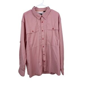Orvis Mens XL Active Fit Gingham Long Sleeve Ventilated Fishing Shirt Red White